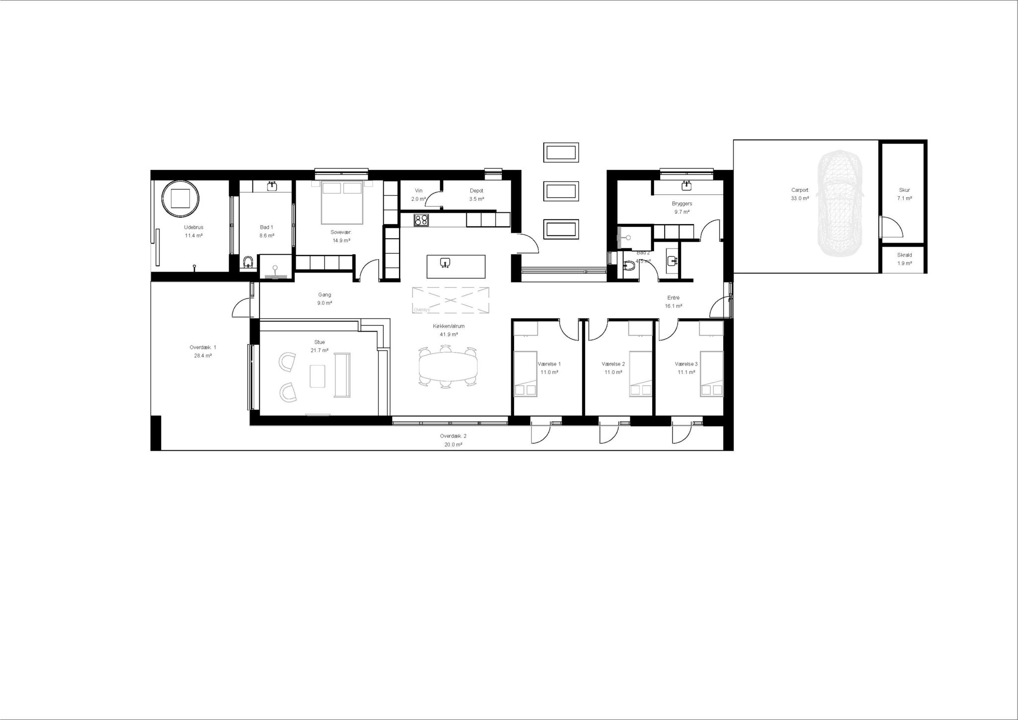 Hørbakken 11, Hinnerup - Ren plantegning